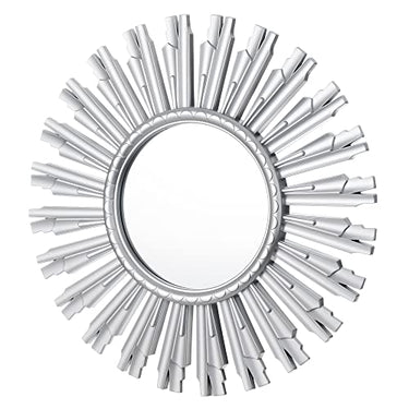 Invero Wandspiegel, rund, modernes Starburst-Finish, dekorativer Wandspiegel, ideal für Flur, Schlafzimmer, Wanddekoration, Wohnzimmer und mehr, x cm, silberfarben im Sale